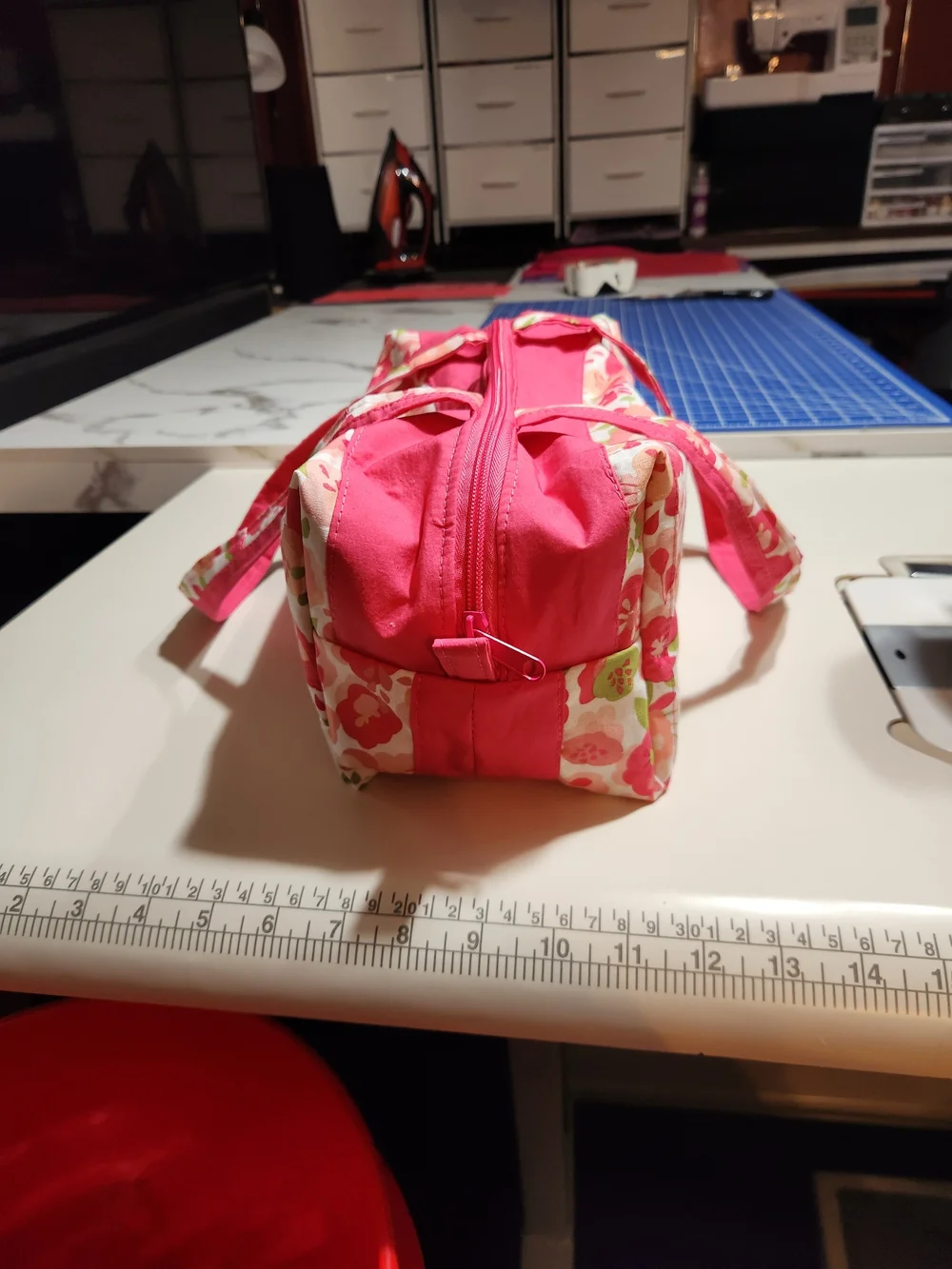 Pink Floral Cosmetic Bag with Carry Handles - Unbranded